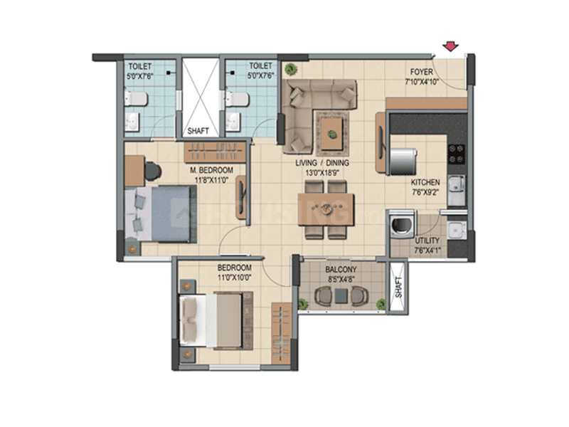 3 BHK Floor Plan